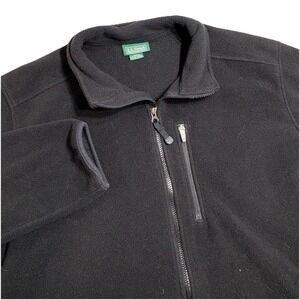 LL Bean Fleece Full-Zip‎ Sweater Jacket Mens XLT Polartec Mock Neck Black 0 FJM5